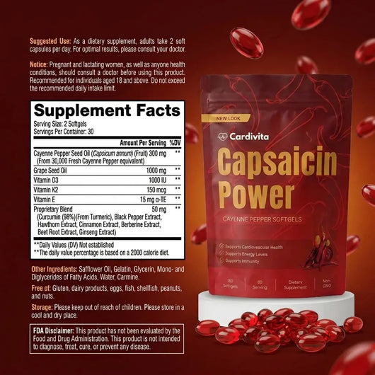 Cardivita® Capsaicina Activa en 60 capsulas  Apoyo diario para tu presión arterial y tu tranquilidad